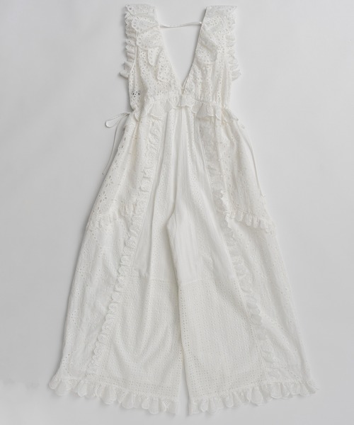 MAISON SPECIAL（メゾンスペシャル）の「【PRE-ORDER】Lace Patch Rompers/レースパッチロンパース（サロペット/オーバーオール・レディース・ホワイト/ブラック・36/38）」の20枚目の写真
