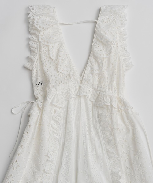 MAISON SPECIAL（メゾンスペシャル）の「【PRE-ORDER】Lace Patch Rompers/レースパッチロンパース（サロペット/オーバーオール・レディース・ホワイト/ブラック・36/38）」の21枚目の写真