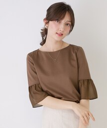 COUP DE CHANCE | 【5分袖／日本製／接触冷感】異素材ドッキングカットソー(Tシャツ/カットソー)