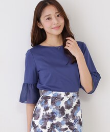 【5分袖/日本製/接触冷感】異素材ドッキングカットソー