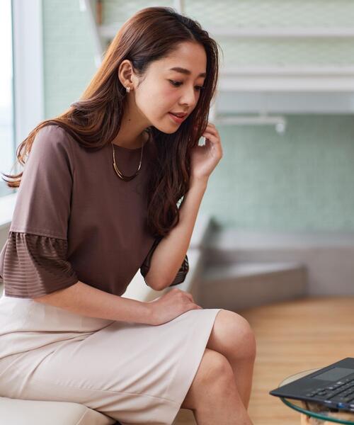 COUP DE CHANCE(クードシャンス)の「【5分袖/日本製/接触冷感】異素材ドッキングカットソー(Tシャツ/カットソー・レディース・ピンク系その他/ブラック/ホワイト/ダークブラウン/ブルー系その他・40/38/36/34)」の11枚目の写真