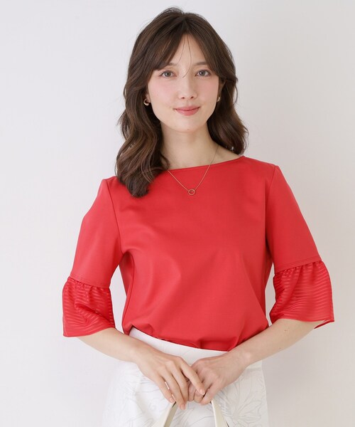COUP DE CHANCE(クードシャンス)の「【5分袖/日本製/接触冷感】異素材ドッキングカットソー(Tシャツ/カットソー・レディース・ピンク系その他/ブラック/ホワイト/ダークブラウン/ブルー系その他・40/38/36/34)」の17枚目の写真
