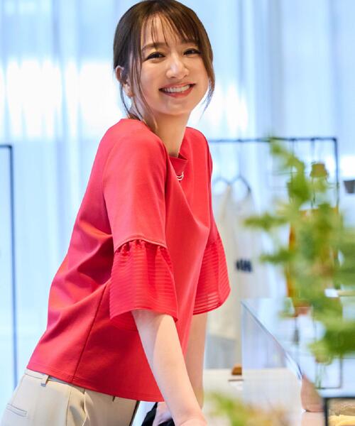 COUP DE CHANCE(クードシャンス)の「【5分袖/日本製/接触冷感】異素材ドッキングカットソー(Tシャツ/カットソー・レディース・ピンク系その他/ブラック/ホワイト/ダークブラウン/ブルー系その他・40/38/36/34)」の20枚目の写真