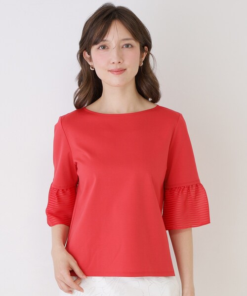 COUP DE CHANCE（クードシャンス）の「【5分袖／日本製／接触冷感】異素材ドッキングカットソー（Tシャツ/カットソー・レディース・ピンク系その他/ブラック/ホワイト/ダークブラウン/ブルー系その他・40/38/36/34）」の6枚目の写真