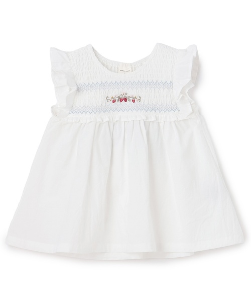 petit main（プティマイン）の「【リンク】いちご刺しゅうシャーリングチュニック（チュニック・キッズ・オフホワイト/ライトピンク/ブルーグレー・100cm/80ｃｍ/120cm/90cm/110cm/130cm）」の10枚目の写真