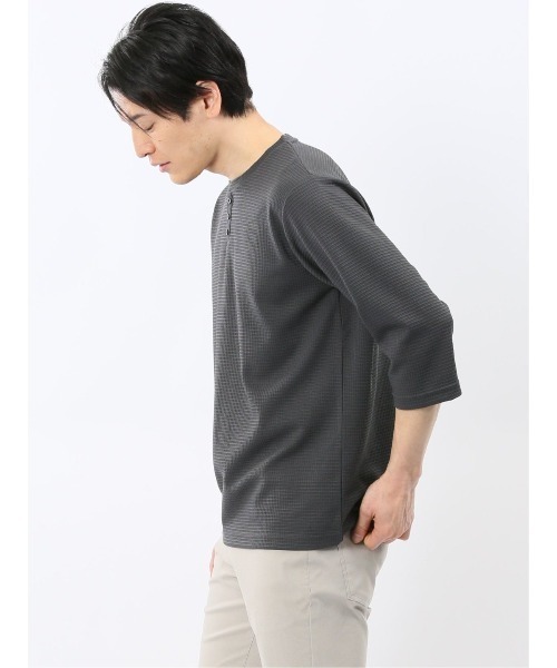 m.f.editorial(エムエフエディトリアル)の「【ストレッチ 無地 インナー】m.f.エディトリアル メンズ ワッフル ヘンリーネック 7分袖 Tシャツ(Tシャツ/カットソー・メンズ・グレー系その他2/ホワイト・MEDIUM/LARGE/X-LARGE)」の15枚目の写真