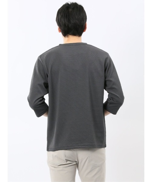 m.f.editorial(エムエフエディトリアル)の「【ストレッチ 無地 インナー】m.f.エディトリアル メンズ ワッフル ヘンリーネック 7分袖 Tシャツ(Tシャツ/カットソー・メンズ・グレー系その他2/ホワイト・MEDIUM/LARGE/X-LARGE)」の16枚目の写真