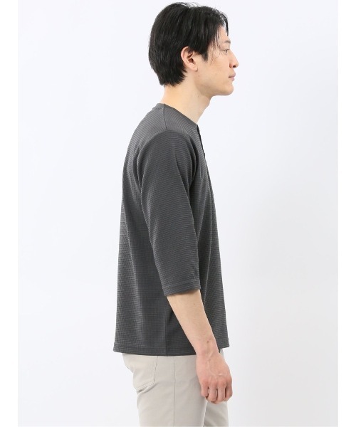 m.f.editorial(エムエフエディトリアル)の「【ストレッチ 無地 インナー】m.f.エディトリアル メンズ ワッフル ヘンリーネック 7分袖 Tシャツ(Tシャツ/カットソー・メンズ・グレー系その他2/ホワイト・MEDIUM/LARGE/X-LARGE)」の17枚目の写真