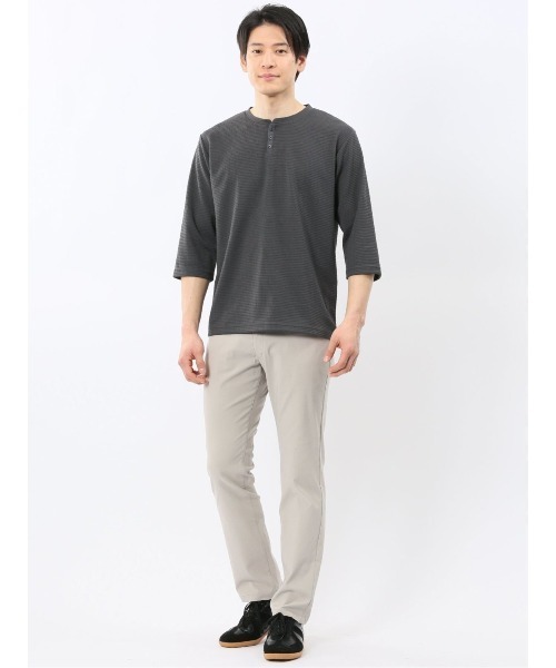 m.f.editorial(エムエフエディトリアル)の「【ストレッチ 無地 インナー】m.f.エディトリアル メンズ ワッフル ヘンリーネック 7分袖 Tシャツ(Tシャツ/カットソー・メンズ・グレー系その他2/ホワイト・MEDIUM/LARGE/X-LARGE)」の18枚目の写真