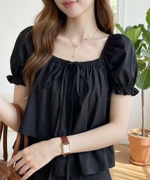 パフスリーブ」に該当するトップス(ブラック/黒色系・半袖 パフスリーブ」に該当するトップス(ブラック/黒色系・半袖