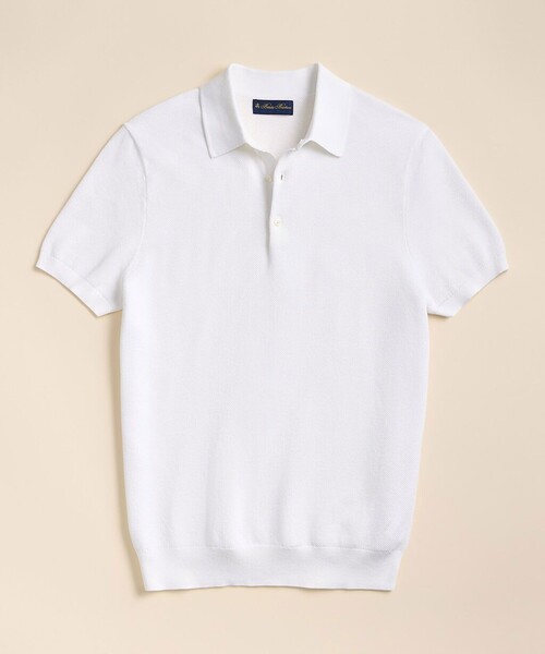 BROOKS BROTHERS(ブルックスブラザーズ)の「スーピマコットン ストレッチピケ ショートスリーブ ポロセーター(ポロシャツ・メンズ・ホワイト/ネイビー/グレー/ブルー・SMALL/LARGE/X-LARGE/MEDIUM)」の1枚目の写真