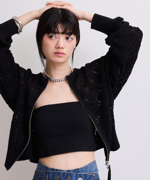セール】【WEB限定】パターンニットブルゾン（カーディガン/ボレロ