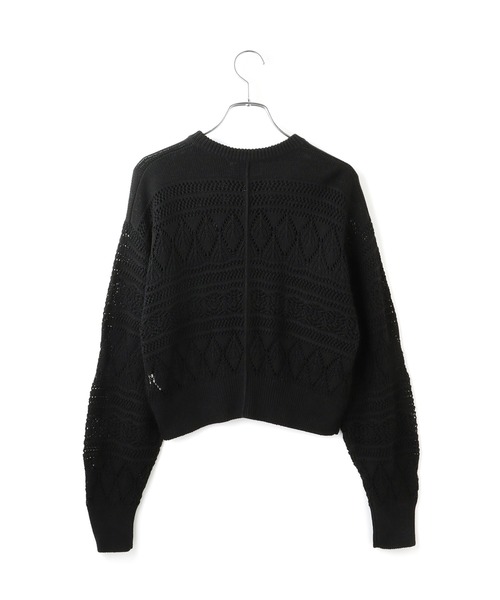 ADAM ET ROPE'(アダムエロペ)の「【WEB限定】パターンニットブルゾン(カーディガン/ボレロ・レディース・ブラック/ホワイト・FREE)」の7枚目の写真