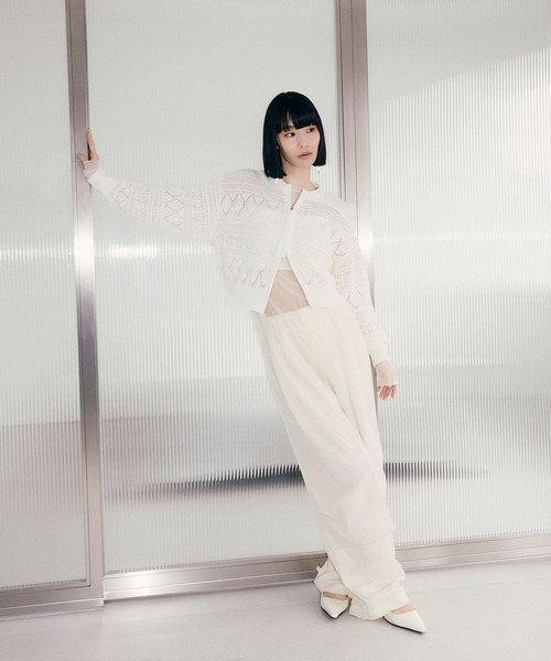 ADAM ET ROPE'(アダムエロペ)の「【WEB限定】パターンニットブルゾン(カーディガン/ボレロ・レディース・ブラック/ホワイト・FREE)」の17枚目の写真