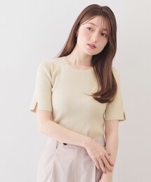 index | ラメリブ半袖ニット【洗濯機OK】(ニット/セーター)