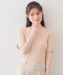 ラメリブ半袖ニット【洗濯機OK】