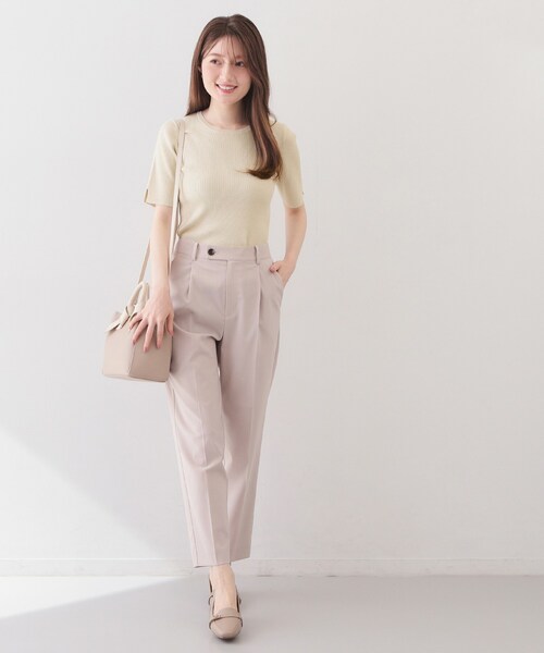 index（インデックス）の「ラメリブ半袖ニット【洗濯機OK】（ニット/セーター・レディース・ブラック系5/サックスブルー系5/ピンク系1/ホワイト系8・42/40/38/36）」の21枚目の写真