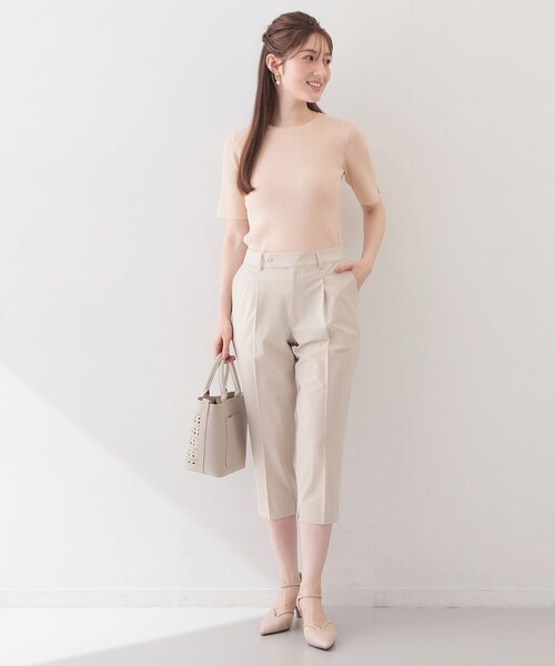 index（インデックス）の「ラメリブ半袖ニット【洗濯機OK】（ニット/セーター・レディース・ブラック系5/サックスブルー系5/ピンク系1/ホワイト系8・42/40/38/36）」の10枚目の写真