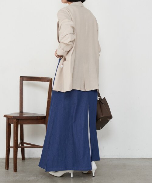 Jena espace merveilleux（ジェナ　エスパスメルヴェイユ）の「異素材デニム切替スカート（スカート・レディース・ネイビー/ブルー・FREE）」の7枚目の写真