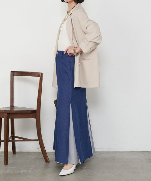 Jena espace merveilleux（ジェナ　エスパスメルヴェイユ）の「異素材デニム切替スカート（スカート・レディース・ネイビー/ブルー・FREE）」の8枚目の写真