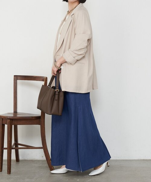 Jena espace merveilleux（ジェナ　エスパスメルヴェイユ）の「異素材デニム切替スカート（スカート・レディース・ネイビー/ブルー・FREE）」の9枚目の写真