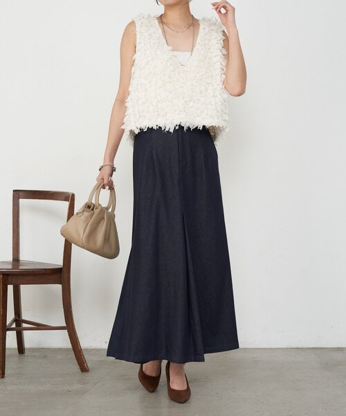 Jena espace merveilleux（ジェナ　エスパスメルヴェイユ）の「異素材デニム切替スカート（スカート・レディース・ネイビー/ブルー・FREE）」の12枚目の写真