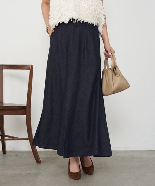 Jena espace merveilleux（ジェナ　エスパスメルヴェイユ）の「異素材デニム切替スカート（スカート・レディース・ネイビー/ブルー・FREE）」の13枚目の写真