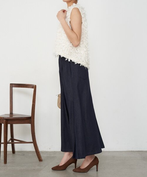 Jena espace merveilleux（ジェナ　エスパスメルヴェイユ）の「異素材デニム切替スカート（スカート・レディース・ネイビー/ブルー・FREE）」の15枚目の写真