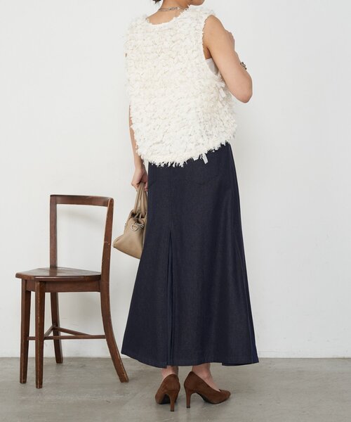 Jena espace merveilleux（ジェナ　エスパスメルヴェイユ）の「異素材デニム切替スカート（スカート・レディース・ネイビー/ブルー・FREE）」の17枚目の写真