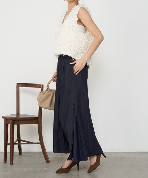 Jena espace merveilleux（ジェナ　エスパスメルヴェイユ）の「異素材デニム切替スカート（スカート・レディース・ネイビー/ブルー・FREE）」の20枚目の写真