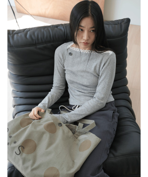 PEEVES PEEVES(フィブス フィブス)の「Lace Boat Neck Top / M.grey(Tシャツ/カットソー・レディース・その他・OS)」の2枚目の写真