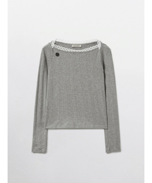 PEEVES PEEVES(フィブス フィブス)の「Lace Boat Neck Top / M.grey(Tシャツ/カットソー・レディース・その他・OS)」の3枚目の写真