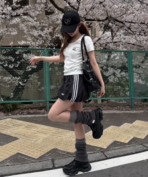 RAY CASSIN（レイカズン）の「【無地 / ボーダー】胸刺繍Uネックヘンリー半袖Tシャツ（Tシャツ/カットソー・レディース・ブラック/グレー系その他2/ホワイト/ホワイト系その他・FREE）」の12枚目の写真