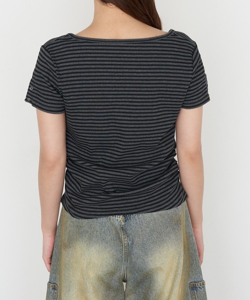RAY CASSIN(レイカズン)の「【無地 / ボーダー】胸刺繍Uネックヘンリー半袖Tシャツ(Tシャツ/カットソー・レディース・ブラック/グレー系その他2/ホワイト/ホワイト系その他・FREE)」の17枚目の写真