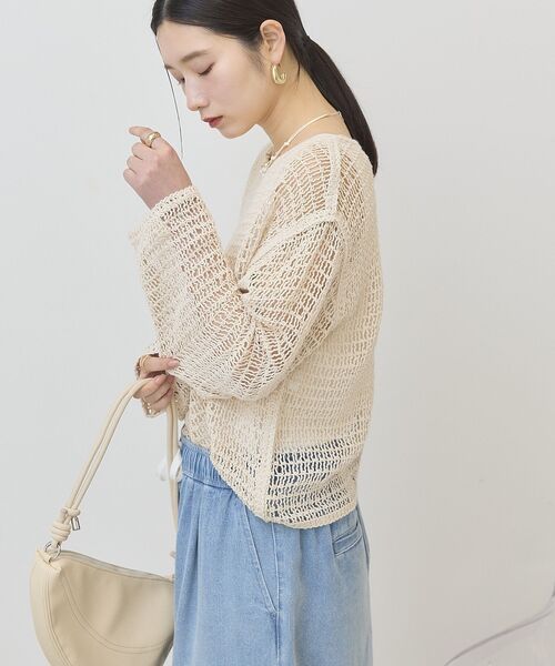 AMERICAN HOLIC（アメリカンホリック）の「刺繍メッシュプルオーバー（ニット/セーター・レディース・チャコールグレー/アイボリー・FREE）」の5枚目の写真