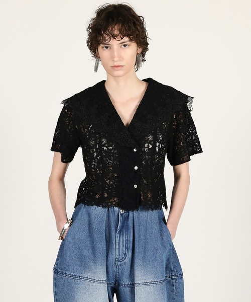 PRANK PROJECT（プランクプロジェクト）の「【2026Summer Pre-Order】スカラップレースセーラーシャツ / Scallop Lace Sailor Shirt（シャツ/ブラウス・レディース・ホワイト/ブラック・FREE）」の7枚目の写真
