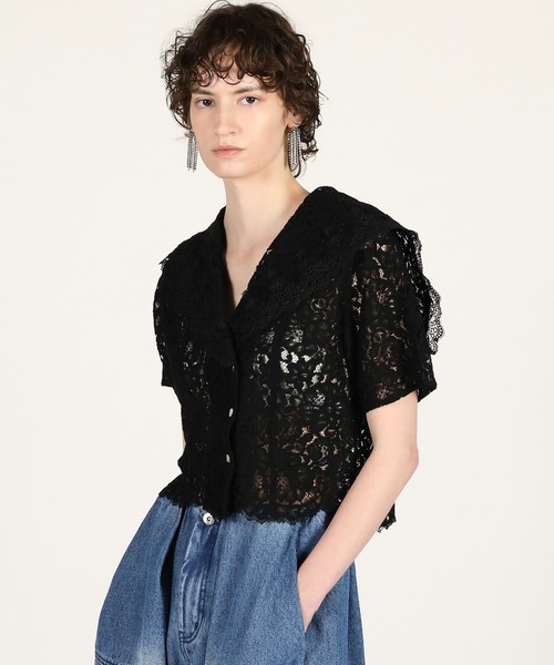 PRANK PROJECT（プランクプロジェクト）の「【2026Summer Pre-Order】スカラップレースセーラーシャツ / Scallop Lace Sailor Shirt（シャツ/ブラウス・レディース・ホワイト/ブラック・FREE）」の8枚目の写真