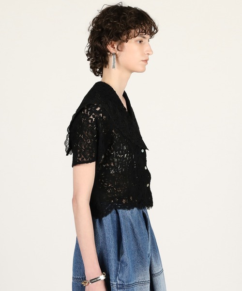 PRANK PROJECT（プランクプロジェクト）の「【2026Summer Pre-Order】スカラップレースセーラーシャツ / Scallop Lace Sailor Shirt（シャツ/ブラウス・レディース・ホワイト/ブラック・FREE）」の10枚目の写真