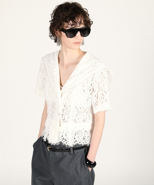 PRANK PROJECT（プランクプロジェクト）の「【2026Summer Pre-Order】スカラップレースセーラーシャツ / Scallop Lace Sailor Shirt（シャツ/ブラウス・レディース・ホワイト/ブラック・FREE）」の11枚目の写真
