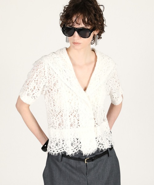 PRANK PROJECT（プランクプロジェクト）の「【2026Summer Pre-Order】スカラップレースセーラーシャツ / Scallop Lace Sailor Shirt（シャツ/ブラウス・レディース・ホワイト/ブラック・FREE）」の12枚目の写真