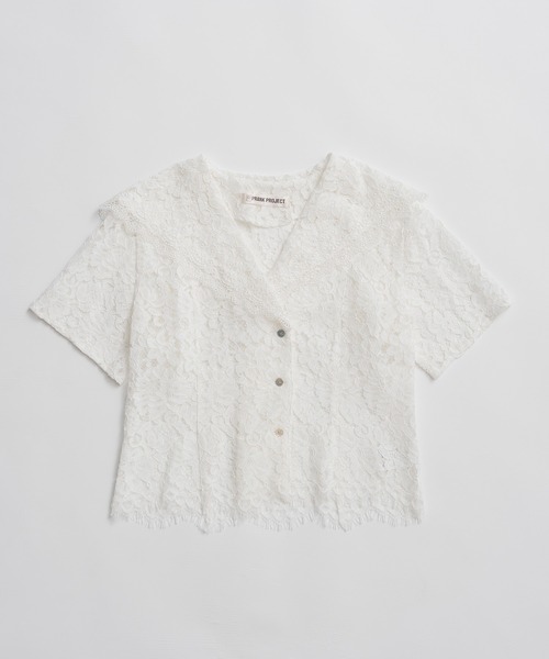 PRANK PROJECT(プランクプロジェクト)の「【2026Summer Pre-Order】スカラップレースセーラーシャツ / Scallop Lace Sailor Shirt(シャツ/ブラウス・レディース・ホワイト/ブラック・FREE)」の15枚目の写真