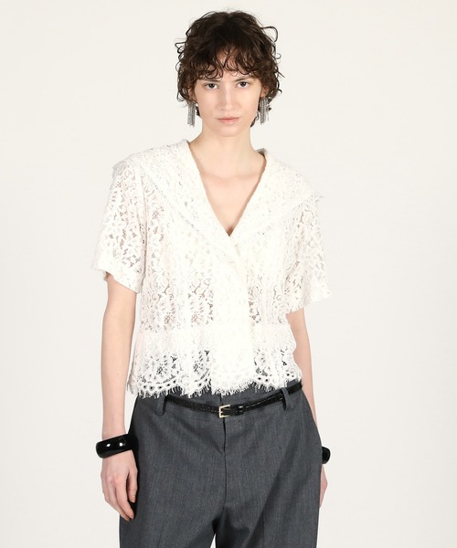 PRANK PROJECT(プランクプロジェクト)の「【Pre-Order】スカラップレースセーラーシャツ / Scallop Lace Sailor Shirt(シャツ/ブラウス・レディース・ホワイト/ブラック・FREE)」の19枚目の写真