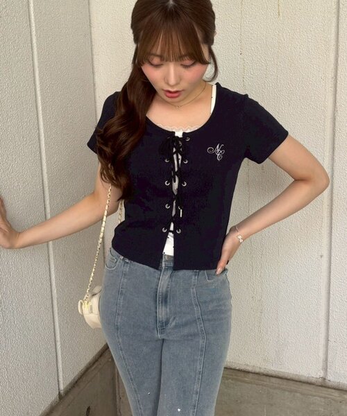continuer de NICE CLAUP（コンティニューデナイスクラップ）の「レースUPドッキングプルオーバー（Tシャツ/カットソー・レディース・イエロー/ネイビー/ドット/その他11/オフホワイト/ボルドー/その他12/ブルー系その他・FREE）」の3枚目の写真