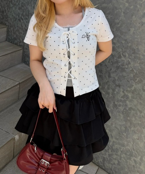 continuer de NICE CLAUP（コンティニューデナイスクラップ）の「レースUPドッキングプルオーバー（Tシャツ/カットソー・レディース・イエロー/ネイビー/ドット/その他11/オフホワイト/ボルドー/その他12/ブルー系その他・FREE）」の11枚目の写真