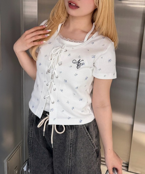continuer de NICE CLAUP（コンティニューデナイスクラップ）の「レースUPドッキングプルオーバー（Tシャツ/カットソー・レディース・イエロー/ネイビー/ドット/その他11/オフホワイト/ボルドー/その他12/ブルー系その他・FREE）」の17枚目の写真