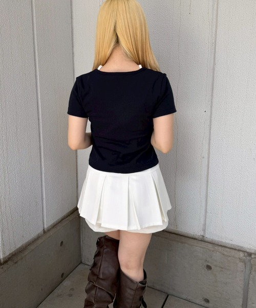 continuer de NICE CLAUP（コンティニューデナイスクラップ）の「レースUPドッキングプルオーバー（Tシャツ/カットソー・レディース・イエロー/ネイビー/ドット/その他11/オフホワイト/ボルドー/その他12/ブルー系その他・FREE）」の18枚目の写真
