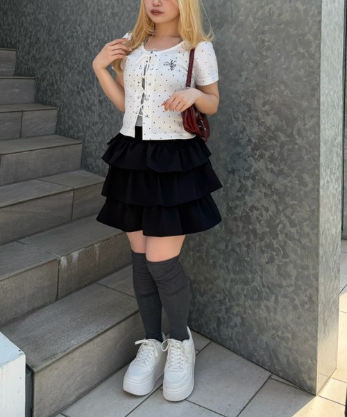 continuer de NICE CLAUP（コンティニューデナイスクラップ）の「レースUPドッキングプルオーバー（Tシャツ/カットソー・レディース・イエロー/ネイビー/ドット/その他11/オフホワイト/ボルドー/その他12/ブルー系その他・FREE）」の9枚目の写真