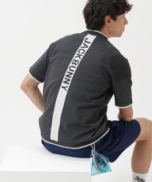 Jack Bunny!!(ジャックバニー)の「14G2P天竺度詰め半袖PEモックネックニットプルオーバー(Tシャツ/カットソー・メンズ・ホワイト/グレー・X-LARGE/LARGE/MEDIUM)」の2枚目の写真