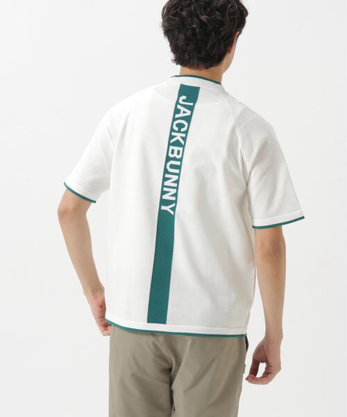 Jack Bunny!!(ジャックバニー)の「14G2P天竺度詰め半袖PEモックネックニットプルオーバー(Tシャツ/カットソー・メンズ・ホワイト/グレー・X-LARGE/LARGE/MEDIUM)」の6枚目の写真