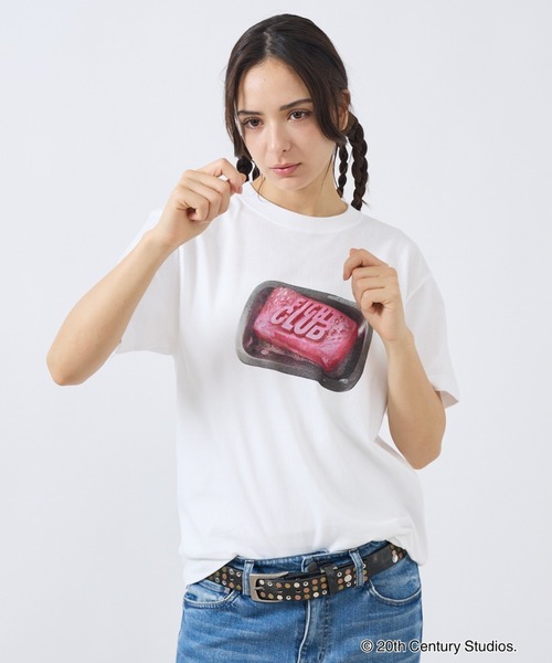GOOD ROCK SPEED(グッドロックスピード)の「【GOOD ROCK SPEED / グッドロックスピード】FIGHT CLUB / T-Shirt / ファイトクラブ / Tシャツ/ユニセックス(Tシャツ/カットソー・メンズ・スミクロ/ホワイト・M/L/XL)」の2枚目の写真